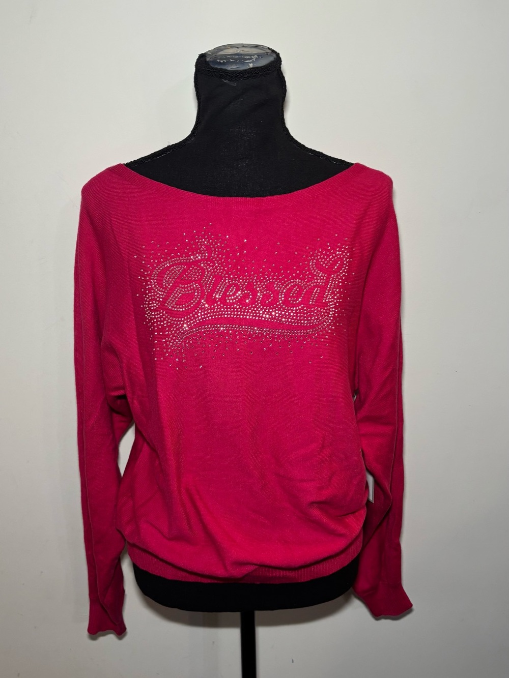 Calligraphie Women's Fuchsia 'Blessed' Rhinestone Sweatshirt